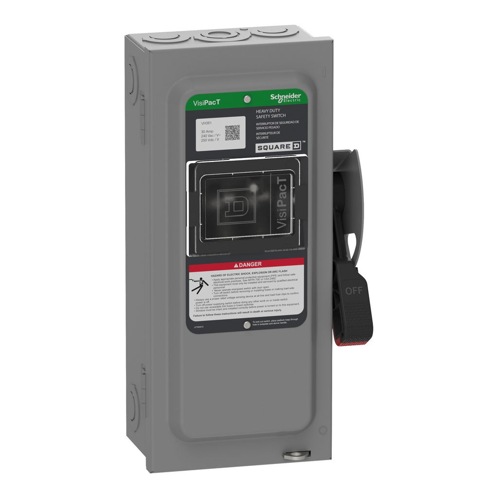 VH361 Square D Schneider Electric Heavy Duty Fused Safety Switch 600V 30A 3P NEW