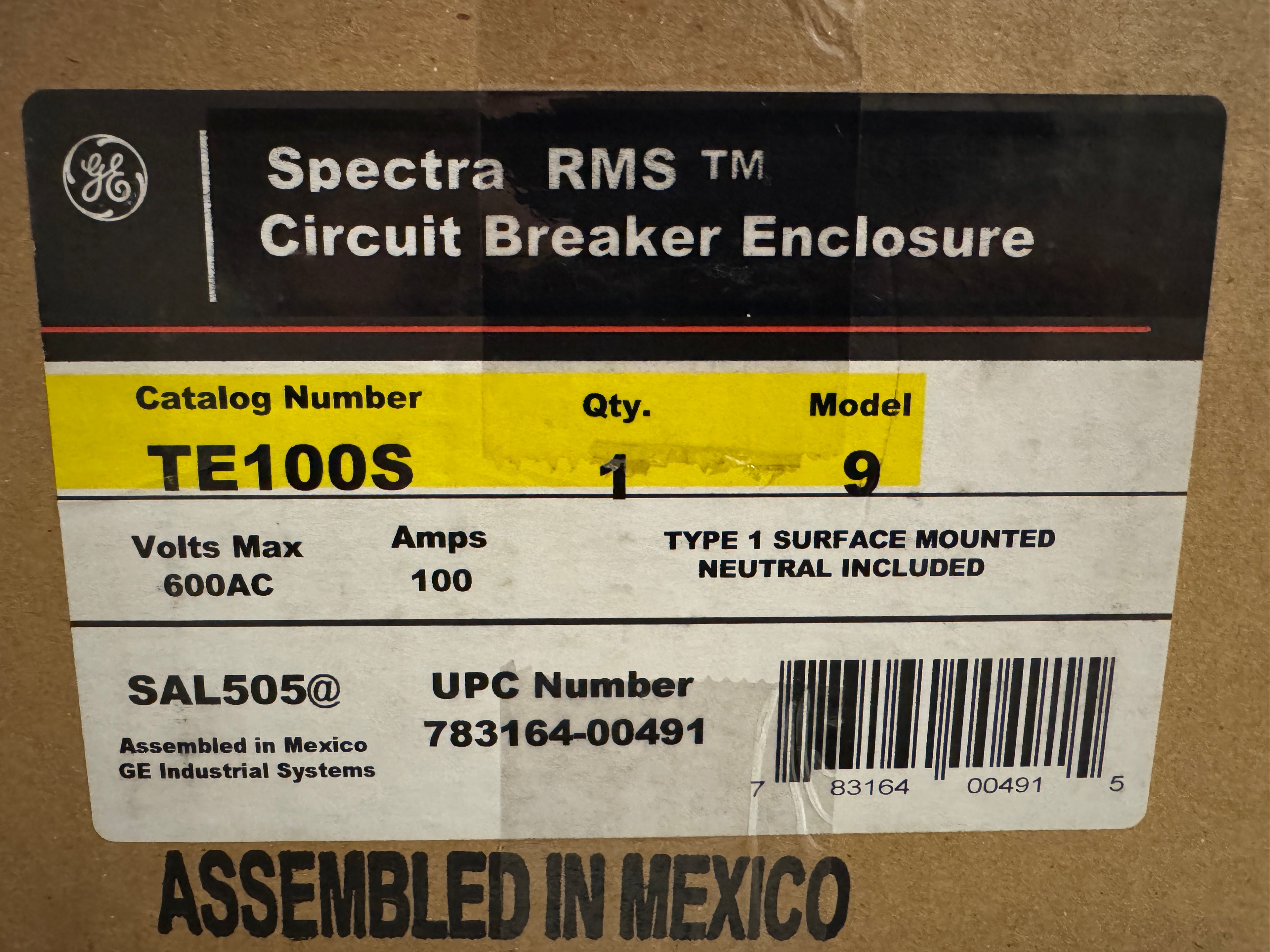 GE TE100S 100A 600VAC Safety Disconnect Circuit Breaker Enclosure - BRAND NEW